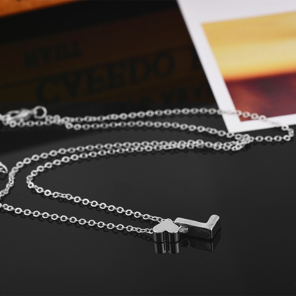 Silver/Gold Q Initial Heart Charm Necklace - Picture 3 of 8